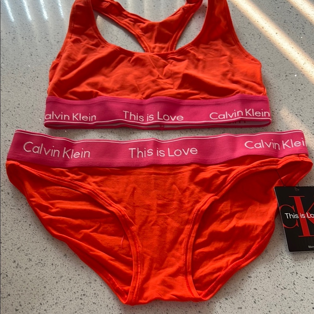 Calvin Klein Orange and Pink Intimates Set